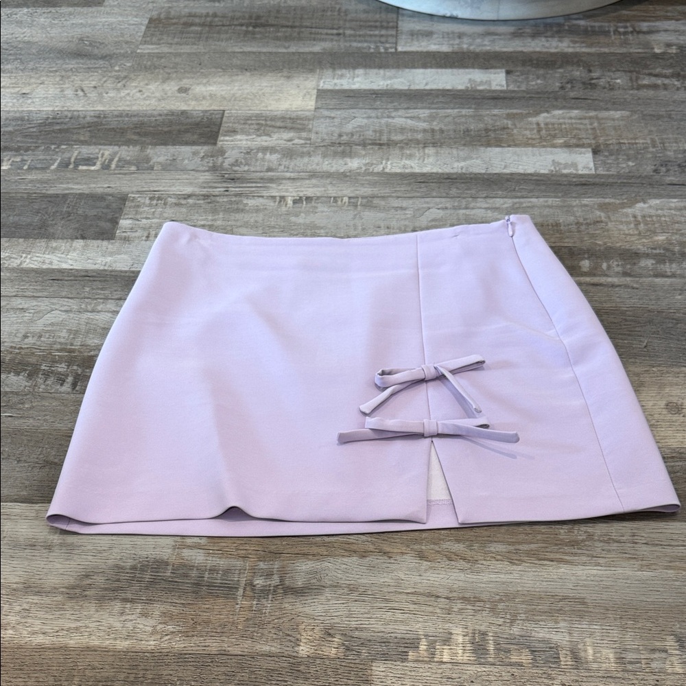 Zara Light Purple Mini Skirt with Bow Accent